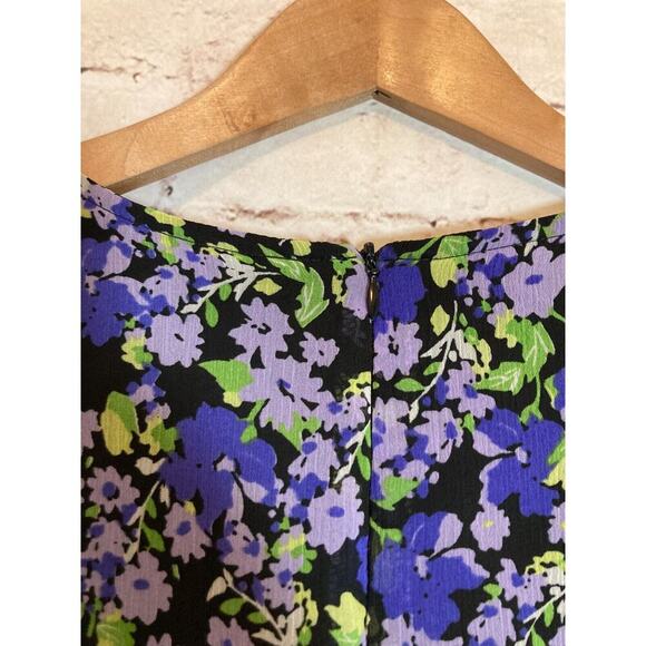 Rabbit Babydoll Dress Womens 8 Purple Floral Short Sleeve Flowy Fit & Flare - Picture 14 of 15